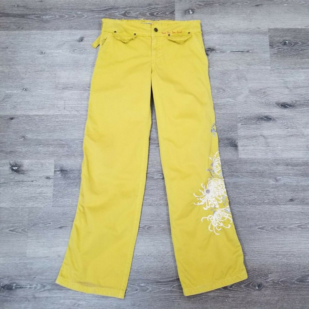 Johnny Was Biya 2 10 10 5 Chartreuse Denim Jeans